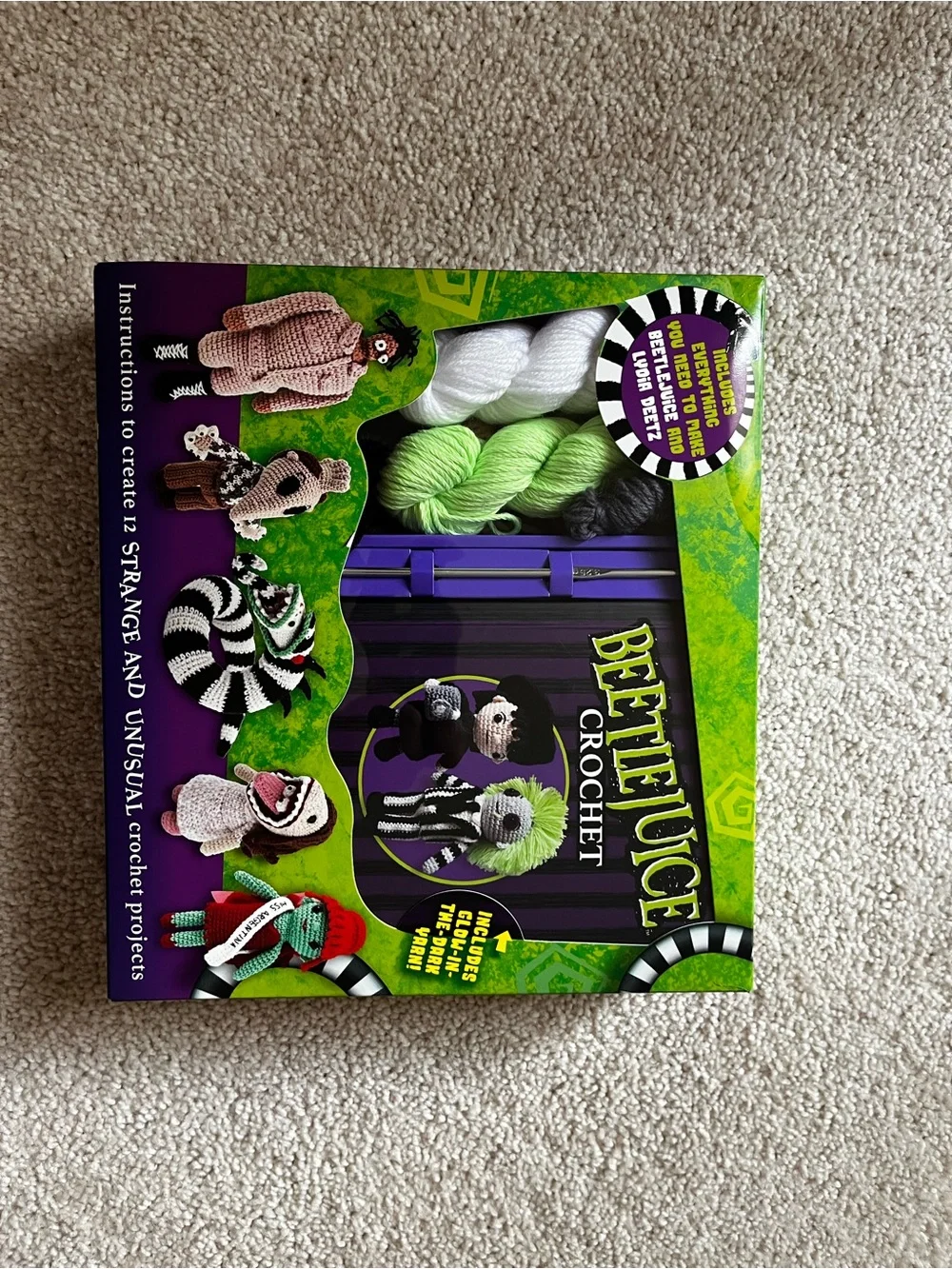Beetlejuice Crochet Kit – Green, White & Black Yarn Craft Set